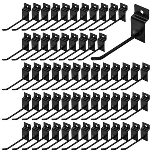 60Pcs 4 Inches Slatwall Hooks Assortment Set, Heavy Duty Metal Panel Display Slat Wall Hooks, Pegboard Gridwall Display Hangers for Garage Shop Retail Exhibition Organization (Black) - color: Black, size: 4 Inches