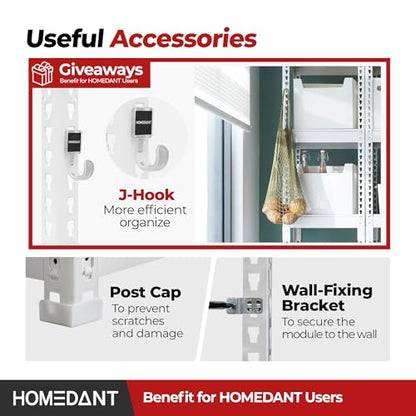 HOMEDANT White 47.7" W 5 Tier Storage Shelves Garage Shelving Unit Metal - color: White, size: 47.7"W x 18.2"D