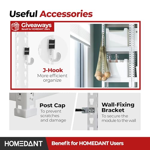 HOMEDANT White 47.7" Deep 5 Tier Storage Shelves Garage Shelving Unit Metal - color: White, size: 47.7"W x 24.1"D