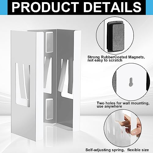 Lounsweer 2 Pcs Magnetic Glove Box Holder Wall Mount Dispenser, White - color: White