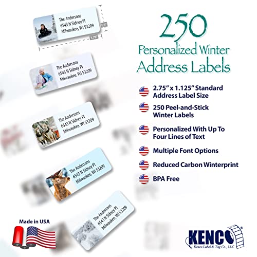Customized Personalized Winter Holiday Address Labels - Made in the USA by Kenco (250 Labels, Winter) - color: Winter, size: 250 Labels