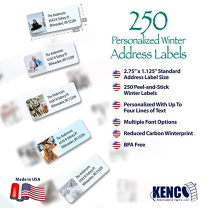 Customized Personalized Winter Holiday Address Labels - Made in the USA by Kenco (250 Labels, Winter) - color: Winter, size: 250 Labels