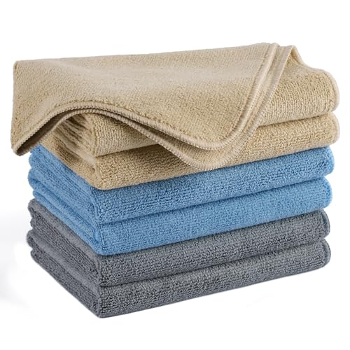 POLYTE 340 GSM Multipurpose Microfiber Cleaning Towel, 16x24 in, 6 Pack