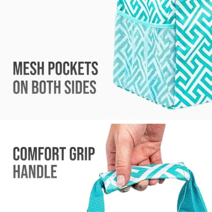 Extra Large Utility Tote Bag - Oversized Collapsible Beach Bag - Geo Teal - color: Geo Teal