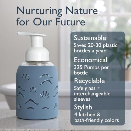 Foaming Glass Hand Soap Dispenser Storm Blue Foam 8oz - color: Storm Blue