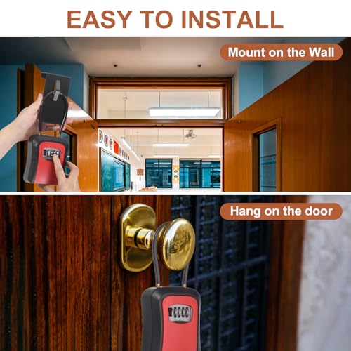 PATIKIL Key Lock Soft Box with Code, (4.7 x 3.9 Inch, Black), Resettable Combination Lockbox Portable Key Storage Box with Wall-Mounted Bracket, Suit - for Home Entrance/Garage/Warehouse - color: Black
