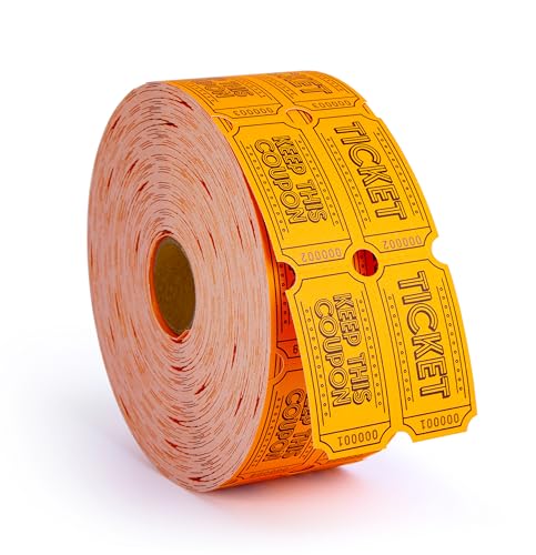 1000 Raffle Tickets Double Roll - color: Fluorescent Orange