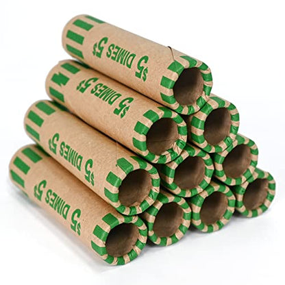 LLIKED 118 PCS Preformed Coin Wrappers Rolls-Dimes - size: 118 Dimes Coin Rolls