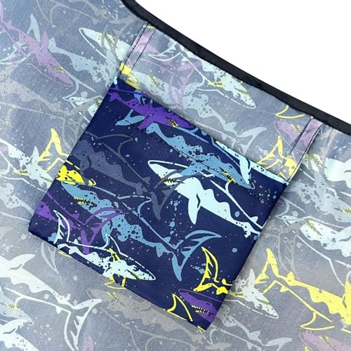 allydrew Medium Foldable Tote Nylon Reusable Grocery Bag (Set of 2) - color: Jaws