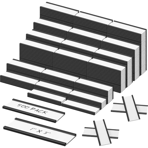 Yexiya 500 Pack Magnetic Label Holder for Metal Racks & Shelves, 1 x 3 Inch - size: 1 x 3 Inch