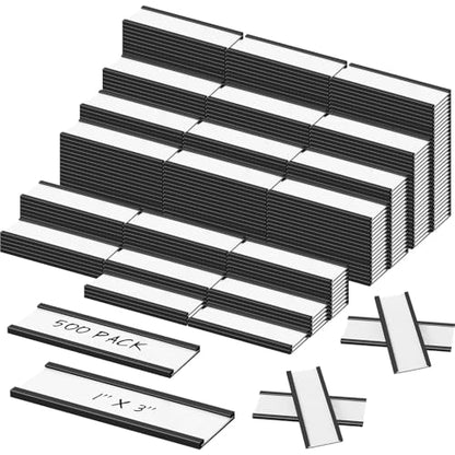 Yexiya 500 Pack Magnetic Label Holder for Metal Racks & Shelves, 1 x 3 Inch - size: 1 x 3 Inch