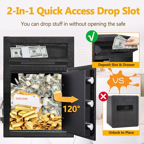 KAER 2.8 Cuft Drop Safe for Small Business Heavy Duty Steel Money Safe with Drop Slot for Cash,Slips,Documents,Depository Cash Safe with Fireproof Bag,Anti-Theft Cash Drop Box for Home/Retail/Office - size: 2.8 Cuft