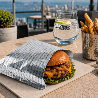 Restaurantware Paper Printed Burger Foil Bag, 5.9 x 1.2 x 6.5 In, 100 Pack - size: 6"