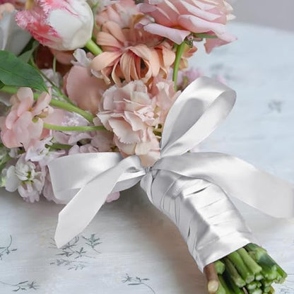 White Satin Ribbon 1 Inch 100 Yards, for Wedding Gift Wrapping - color: White