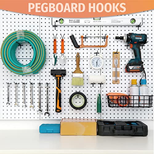 HUHOLE 50 Pack 4 Inch Black Pegboard Hooks Metal Hangers - color: Black, size: 4 Inch