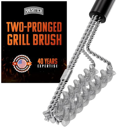 BRUSHTECH – Double Helix Safety Flat-Top Griddle Brush – Black - style: Two-Pronged