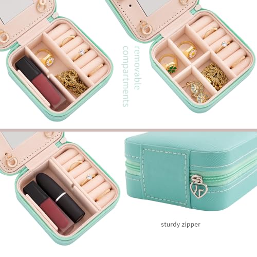 KElofoN Jewelry Organizer Box for Girls Women with Mirror - Small Travel Case (Blue-5) - color: Blue-5