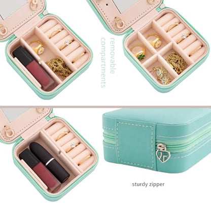 KElofoN Jewelry Organizer Box for Girls Women with Mirror - Small Travel Case (Blue-5) - color: Blue-5