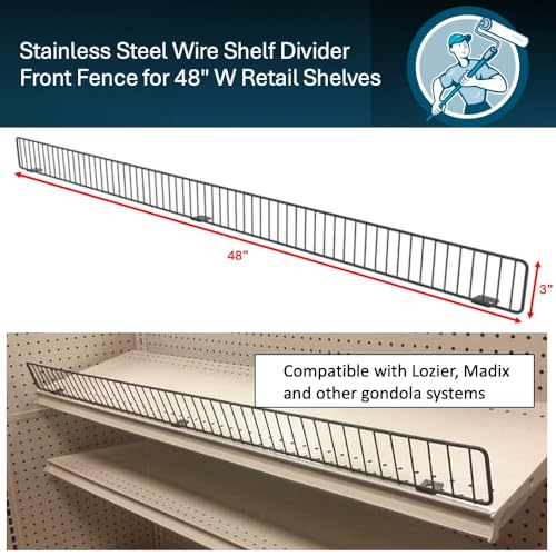 Wire Shelf Front Fence Guard Rail for Gondola Retail Shelves, 3"H x 48"L - color: Black