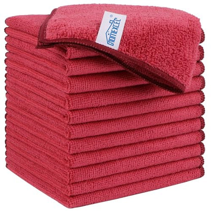 HOMEXCEL Red Microfiber Cleaning Cloth, Microfiber Towels for Car, 12 Pack - color: Red