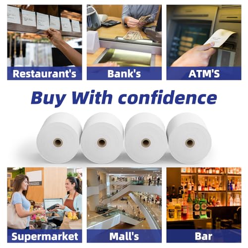 30 Rolls 3 1/8 x 230 Thermal Paper Receipt Rolls 55 GSM Premium Quality Thick paper For POS Cash Register BPA Free-Methdic - style: 30 Rolls