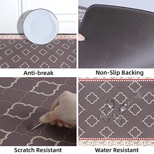 Kitchen Floor Mat Set of 2, Anti Fatigue Kitchen Mat 20"x32"+20"x47" - color: Coffee, size: 20"x32"+20"x48"