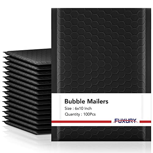 Fuxury Bubble Mailers 6x10" 100Pack Black Padded Envelopes Usable Size 6x9" - color: Black, size: 6×10" 100PC