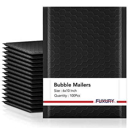 Fuxury Bubble Mailers 6x10" 100Pack Black Padded Envelopes Usable Size 6x9" - color: Black, size: 6×10" 100PC