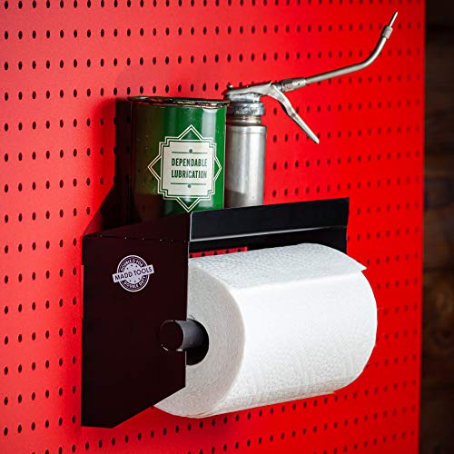 Pegboard Paper Towel Holder with Hooks, Peg Board Organizer Accessory - size: Towel Bar w Shelf