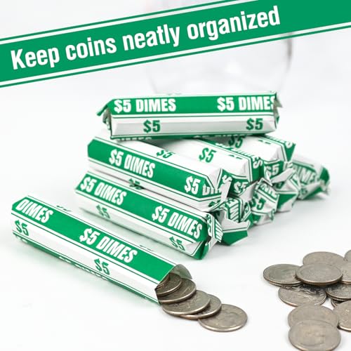 THEBLUETOUCH 100 pcs White Kraft Flat Coin Wrappers for Dimes - size: 100 Dimes Only
