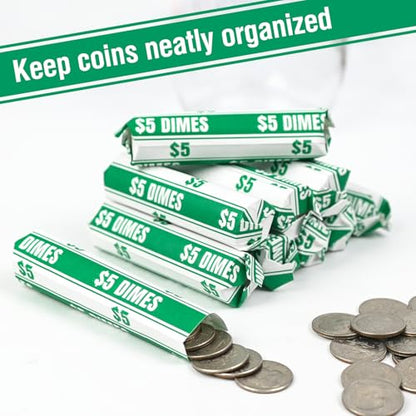 THEBLUETOUCH 100 pcs White Kraft Flat Coin Wrappers for Dimes - size: 100 Dimes Only