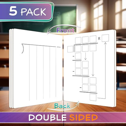SCRIBBLEDO Long Division Dry Erase White Boards 9x12, Double-Sided, 5 Pack