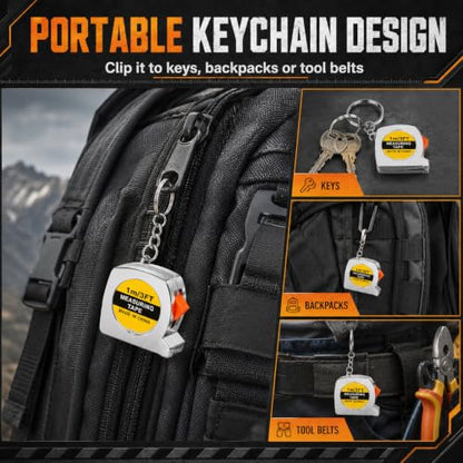 100 Pack Mini Tape Measure Keychains, 1m/3ft Retractable Measuring Tape