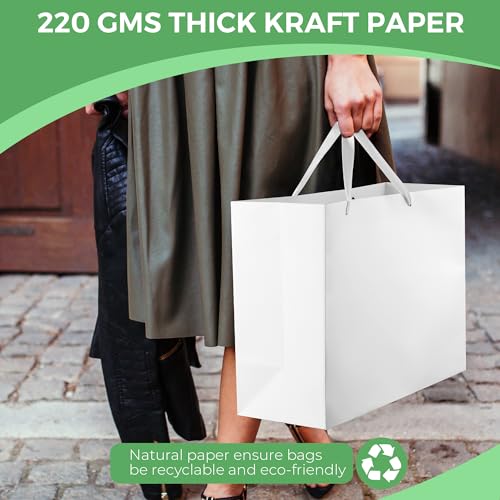 MOXARYSU White Gift Bags With Handles: 16x6x12 Inch 24pcs Extra Large White Paper Gags Bulk For Party Shopping Birthday Wedding - color: XL-24-White