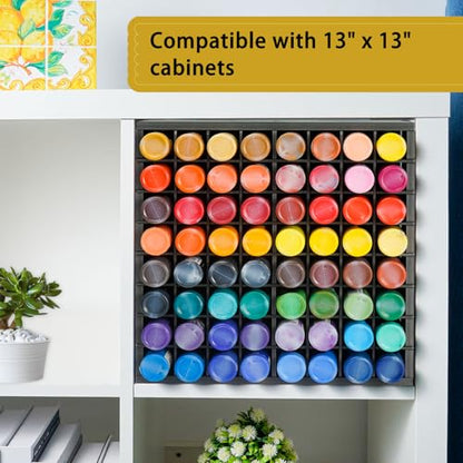 Krafetto 64-Grid Paint Organizer for 2 Oz Bottles, Wall Mount, Black - color: 1pc black paint rack