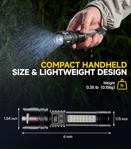 Esgreen Bright LED Rechargeable Flashlight High Lumen 20000 6 Inch - 2 Pack - size: 2 Pack - Small
