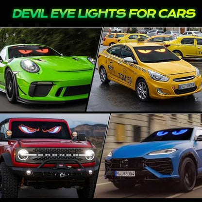 KJOY Devil Eyes Light for Cars, 15''x4'' Flexible Scrolling LED Eyes for Car Window,Bluetooth App Control Programmable LED Sign,Dynamic Personalized Eye Lights for Car Windshield - size: 14.6"x3.6"-1PCS