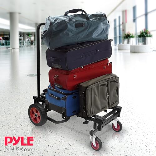 Pyle Compact Folding Adjustable Equipment Dolly - Heavy Duty Multi‑Function Convertible Cart Hand Truck/Platform Cart with Wheels - Expandable Up to 25.24" to 40.24" - 200LBS MAX Load Capacity - size: 25.24'' x 14.25''