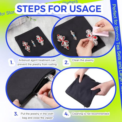 Sanwuta 8 Anti Tarnish Bags,7.9 x 7.9 Inch,Black - color: Black, size: 7.9 x 7.9 Inch