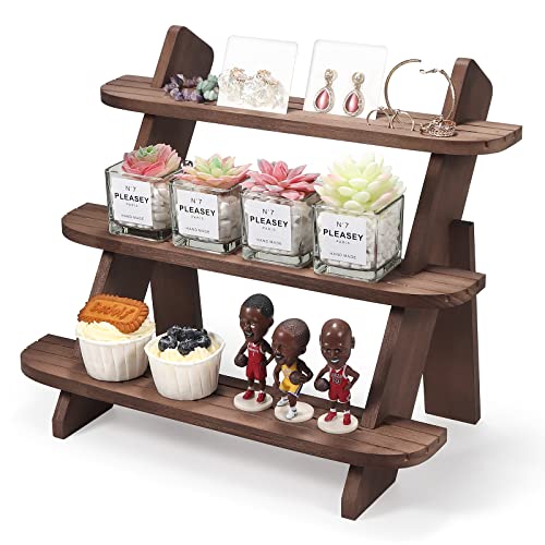 Wooden Display Stand, Tiered Cupcake Stand, 3 Tier Display Stand Riser - color: Walnut-3Tier