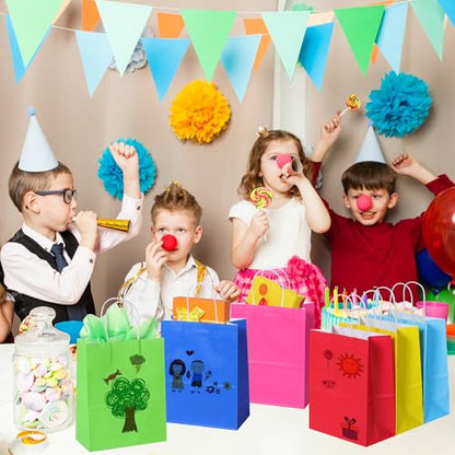 BLEWINDZ 32Pcs 10.6" Medium Gift Bags with Tissues, Paper Party Favor Bags with Handles, Rainbow Goodie Bag for Birthday, Wedding, Party Supplies - color: 02-8cols-M