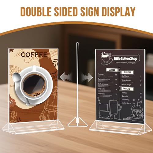 9 Pack Acrylic Sign Holder 8.5x11 Inch, Double Sided Clear Flyer Display Stand, Plastic Menu Stand, Table Top Sign Picture Paper Frames for Wedding table Number Office Store Restaurant