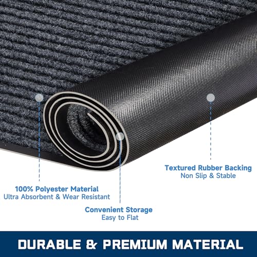 8'x4' Front Door Mat, Extra Large Indoor Outdoor Doormat, Heavy Duty Commercial Floor Mat, Non Slip Rubber Backing Welcome Mats for Entryway, High Traffic Area, Waterproof, Low-Profile, Easy to Clean - size: 8' Length x 4' Width