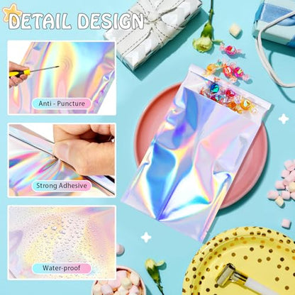 FUNFERY 5.5x7.9 in Holographic Mylar Poly Mailers Self Sealing Adhesive Bag - color: Holographic Self Adhesive-100P, size: 5.5x7.9 inch