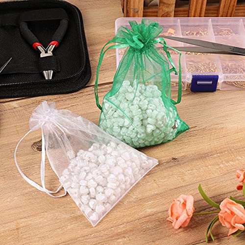 Pack of 50 Sheer Organza Mesh Drawstring Gift Bags 5x7 Inch Green - color: Green 5x7in 50pcs