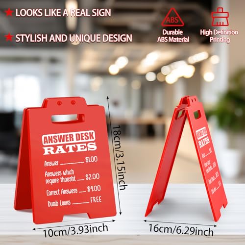 Funny Office Cubicle Decor Answer Desk Rates Sign Fun Humor Sarcastic Gifts for Women Men Boss Lady Coworker Team Employee Valentines Day Appreciation White Elephant gift - style: Answer Desk Rates Sign