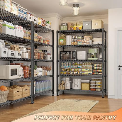 REIBII 5 Tier Storage Shelves, 1653LBS Heavy Duty&Silent Wheels for Garage - size: 35.4"Wx15.7"Dx76.1"H & 1653LBS
