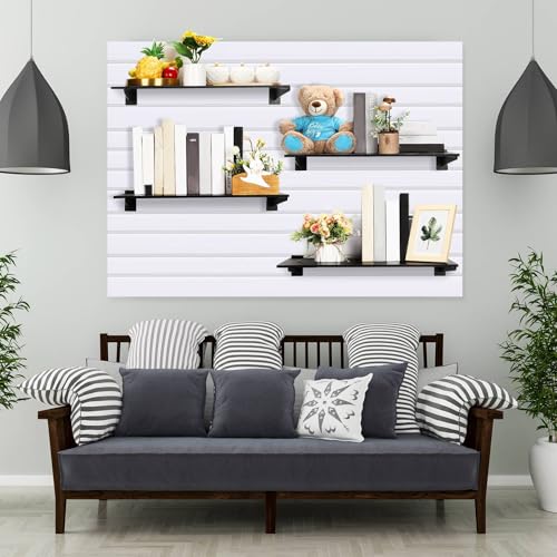 Barydat 4 Sets 23.6 x 11.8 Inch Slatwall Shelves Set with Metal Brackets