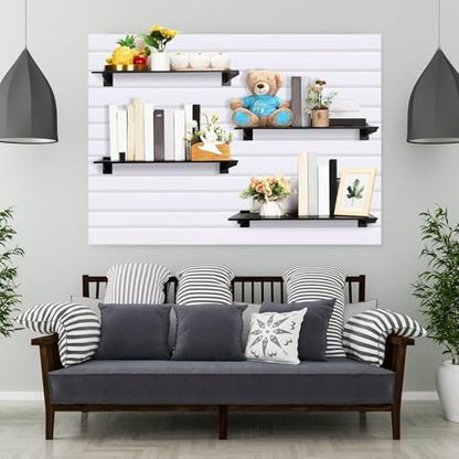 Barydat 4 Sets 23.6 x 11.8 Inch Slatwall Shelves Set with Metal Brackets