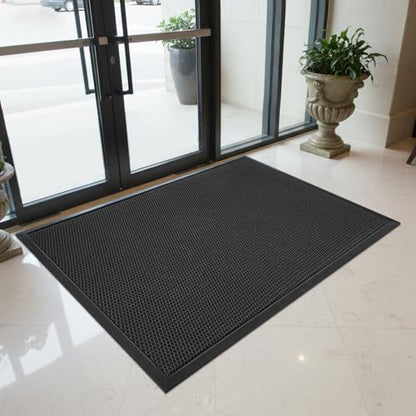 TANYOYO 4'x6' Ft (48"x72") Commercial Heavy Duty Rubber Mesh Door Mat – Waterproof Non-Slip Dirt Trapper for Mall Entrance, Patio, Garage & High Traffic Walkways, Black Outdoor Commercial Welcome Mat - size: 4' x 6' (Rectangular)